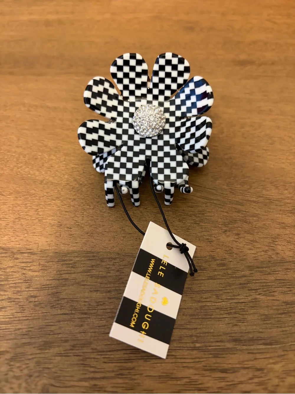 Lele Sadoughi Sunflower Harlequin Check Crystal Claw Clip